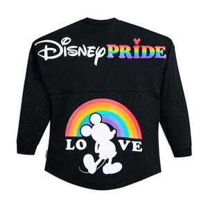 Disney Rainbow Pride Glitter Spirit Jersey Mickey Mouse Love Black S